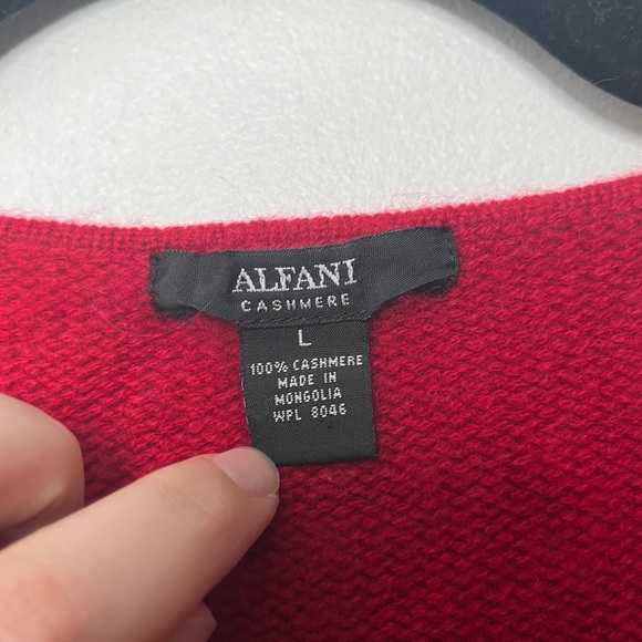 Alfani 100% Cashmere V-neck Chunky Knit Long Sleeve Sweater Women's Large Red - Picture 6 of 7